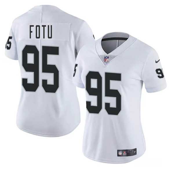 Womens Las Vegas Raiders #95 Leki Fotu White 2025 Vapor Stitched Jersey Dzhi->las vegas raiders->NFL Jersey